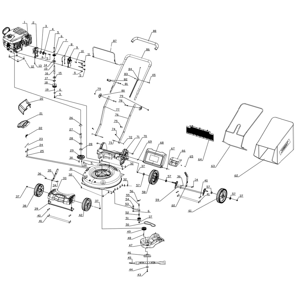 PowerSmart Lawn Mower Parts - Outer hexagon bolt, Stock #: 303020282