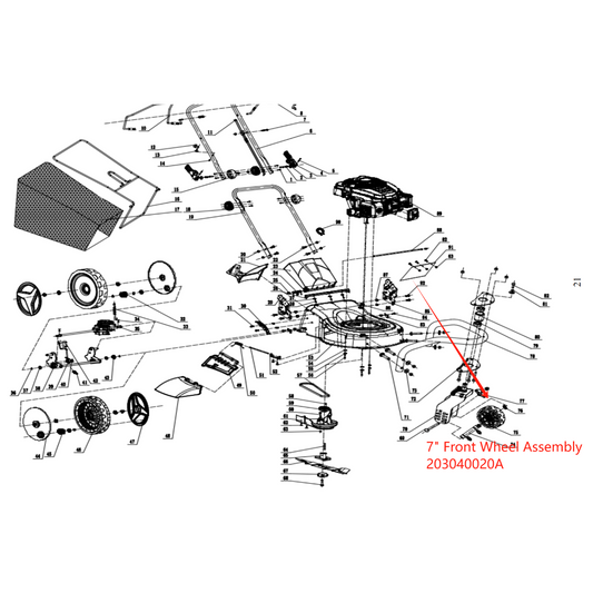 PowerSmart Lawn Mower Parts - 7" Front Wheel #: 203040020A