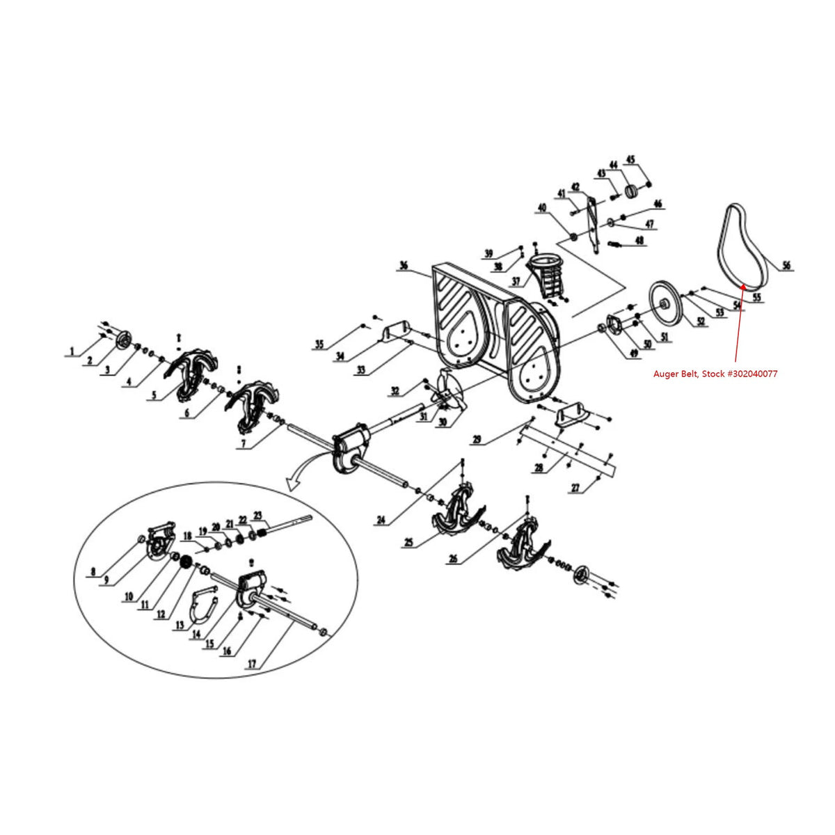 Snow Blower Parts - Auger Belt (Gates Truflex 4LXP700), Stock #302040077