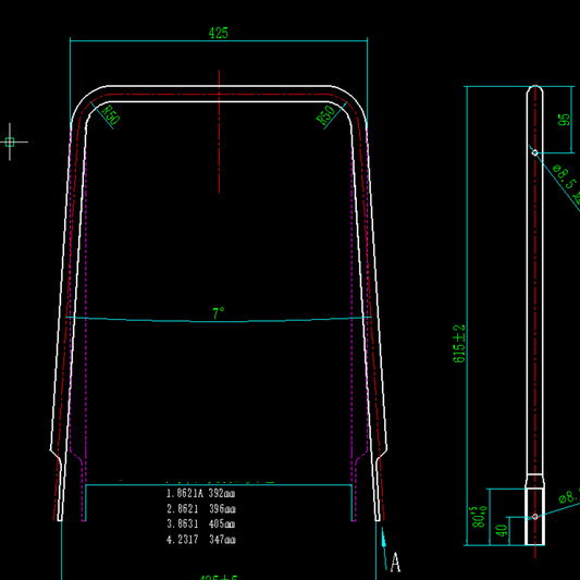 Lawn Mower Parts - Lower Tube Handle, Stock #303081406A
