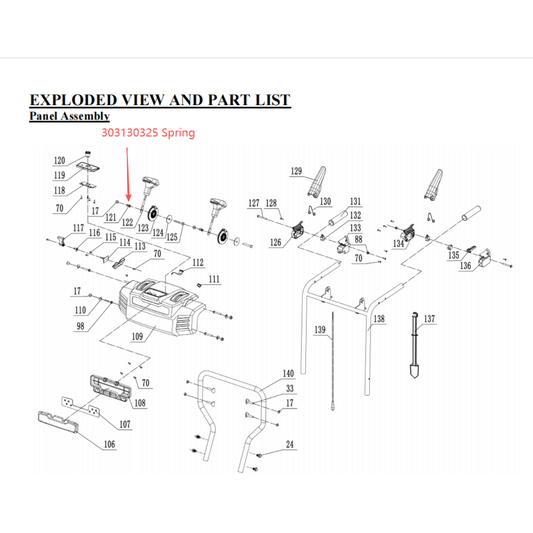 Snow Blower Parts -  Spring, Stock #303130325