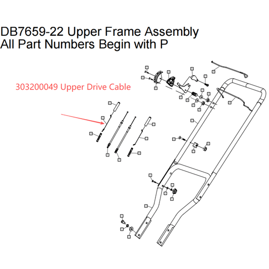 PowerSmart Snow Blower Parts -  Upper Drive Cable, Stock#303200049