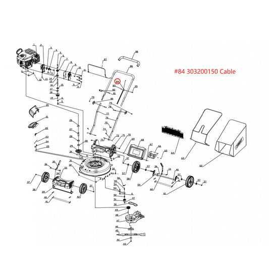 PowerSmart Lawn Mower Parts - Cable Stock #: 303200150