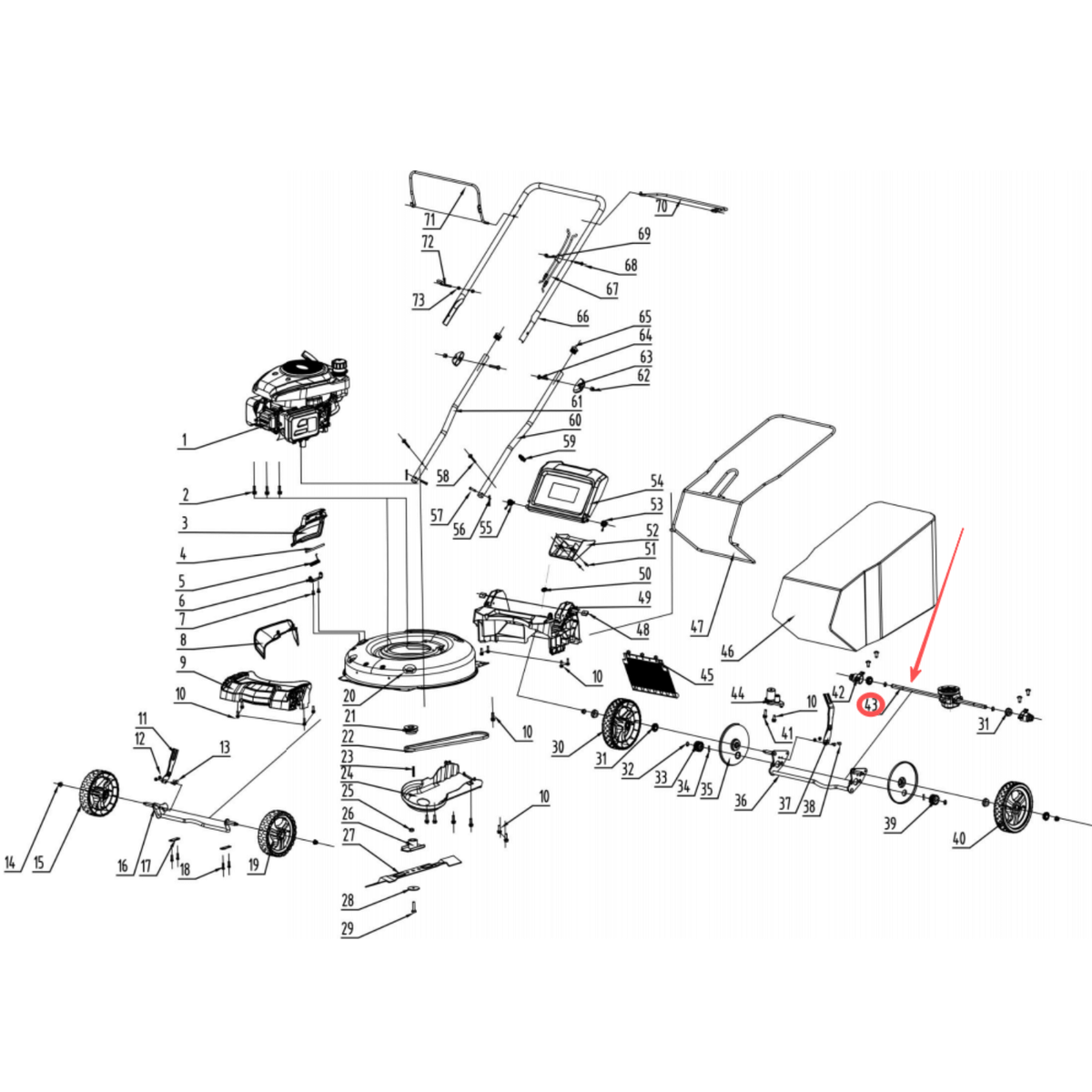 PowerSmart Lawn Mower Parts - Drive assembly, Stock#303240658
