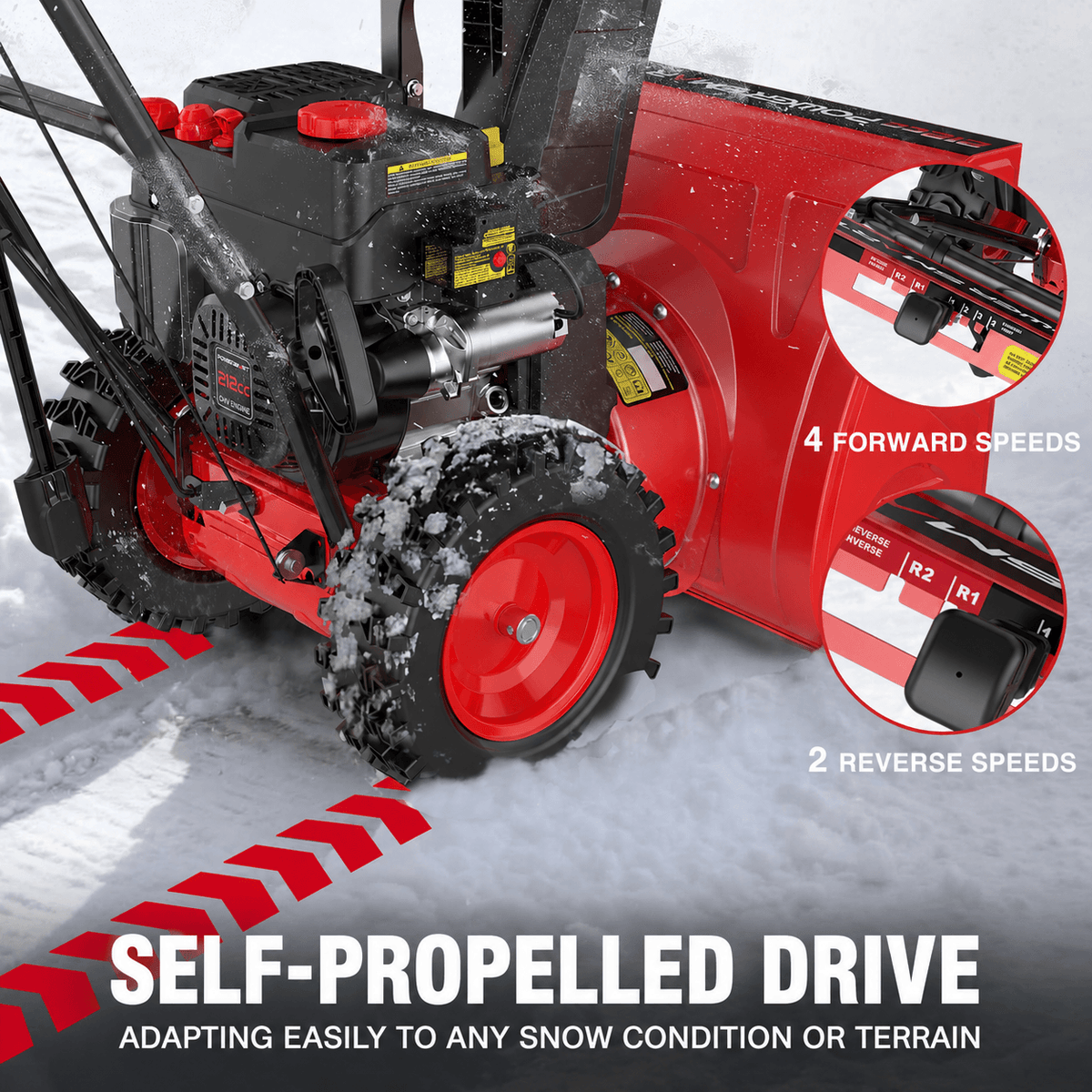 24'' 212cc Two Stage Self-Propelled Gas Snow Blower DB7109