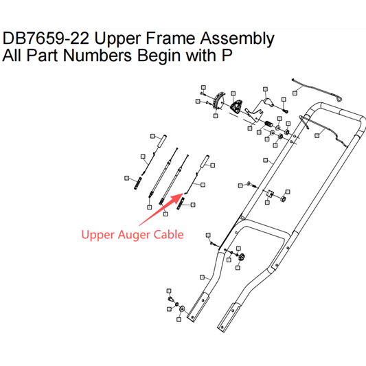 PowerSmart Snow Blower Parts - Upper Auger Cable, Stock#303200002