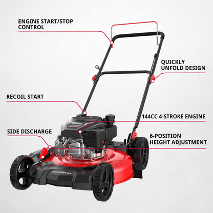 21'' 144cc Gas Push 2-in-1 Lawn Mower DV8621C
