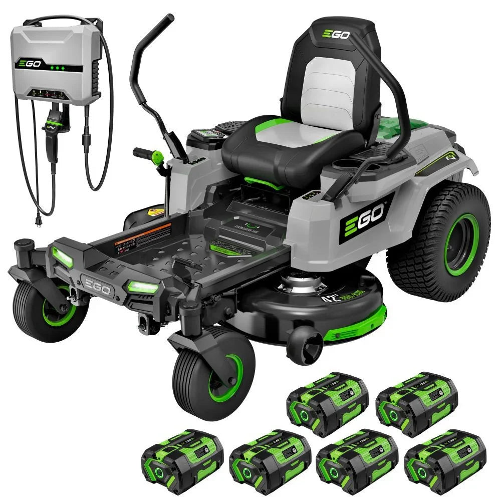 EGO Power+ ZT4214L Z6 42 Inch Zero Turn Riding Mower with (6) 6Ah Batteries and Charger