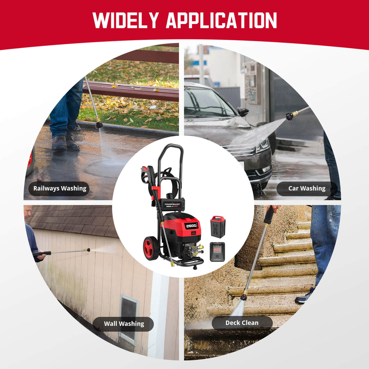 80V 2600PSI 1.2 GPM Cordless Pressure Washer HB2840