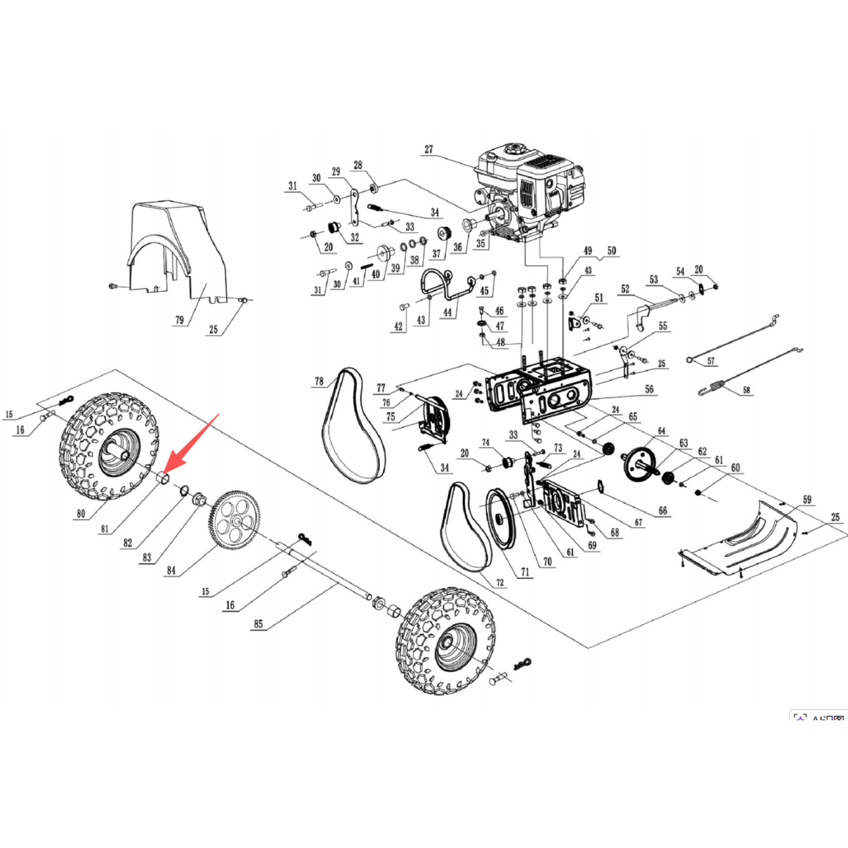 Snow Blower Parts - Spacer Bush, Stock #203050140