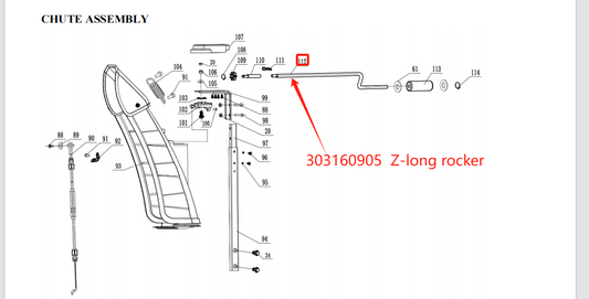 Snow Blower Parts – Z-long rocker, Stock #303160905